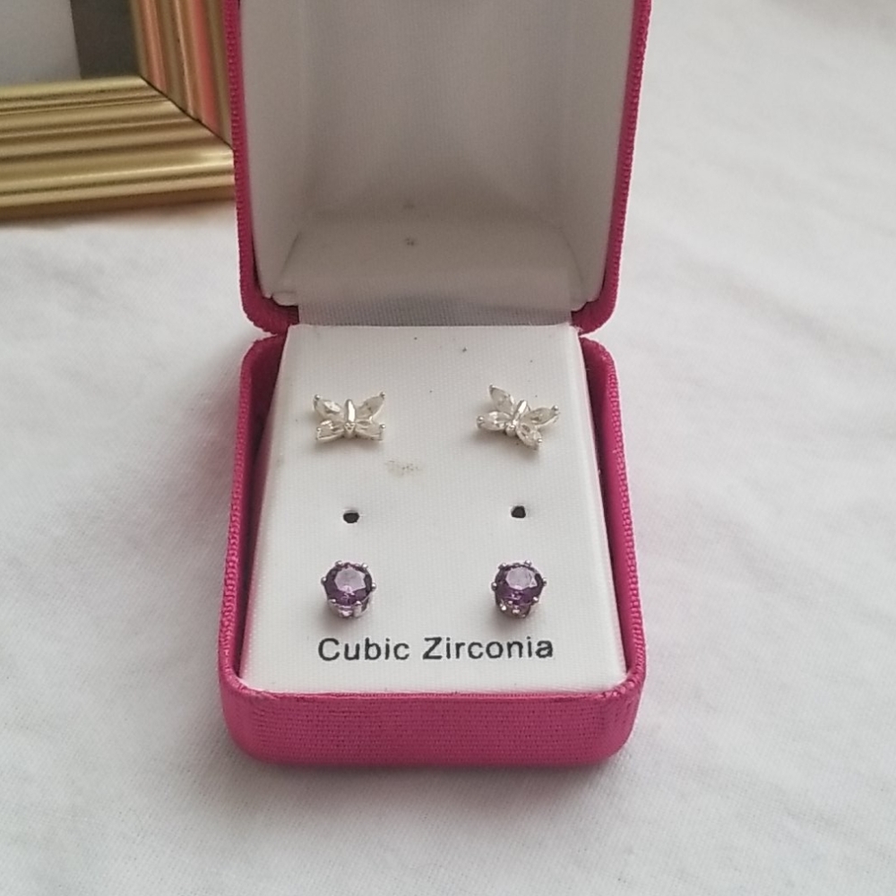 Butterfly & Purple Earrings Set
